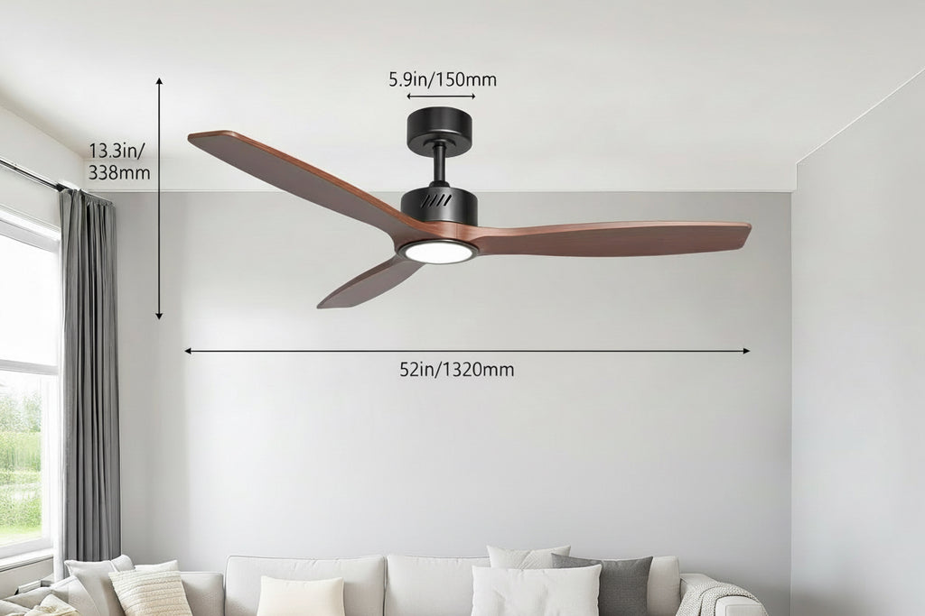 Wood Ceiling Fan Light 52 Inches.