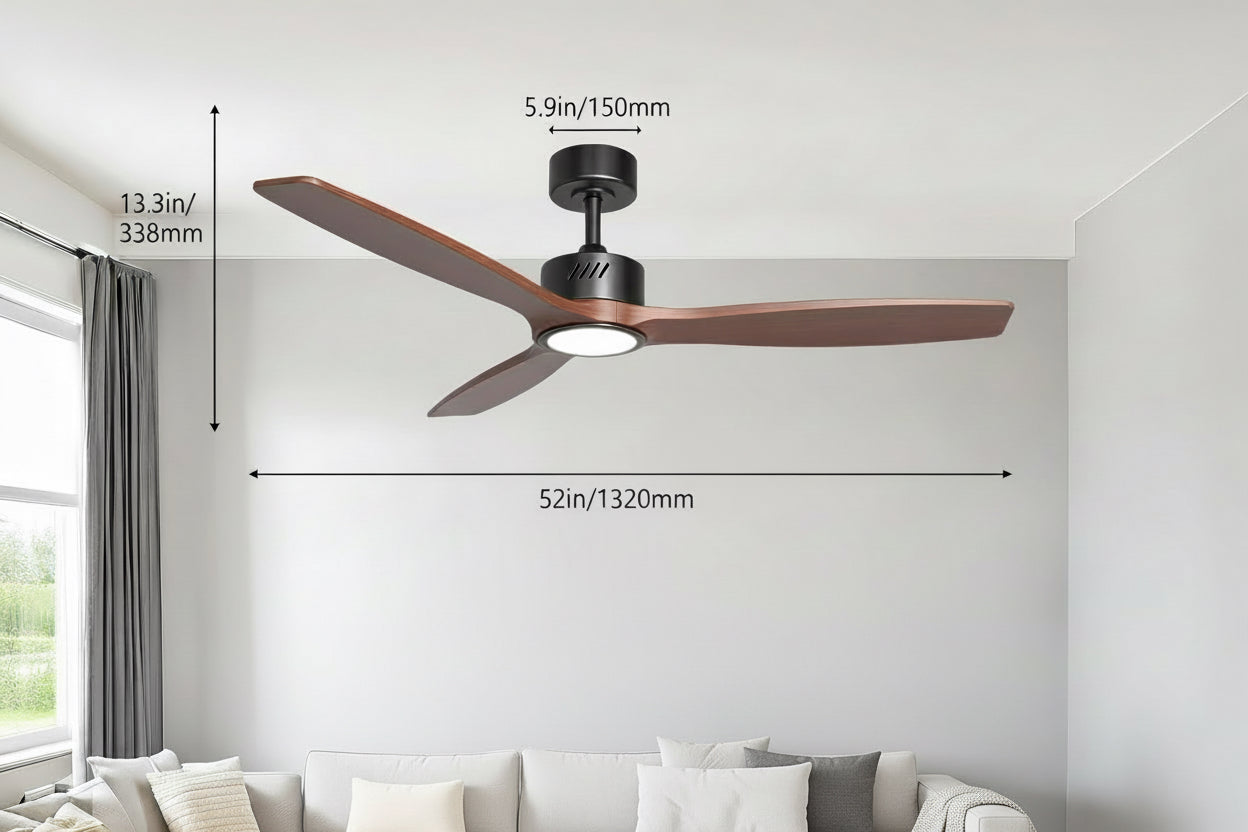 Wood Ceiling Fan Light 52 Inches.