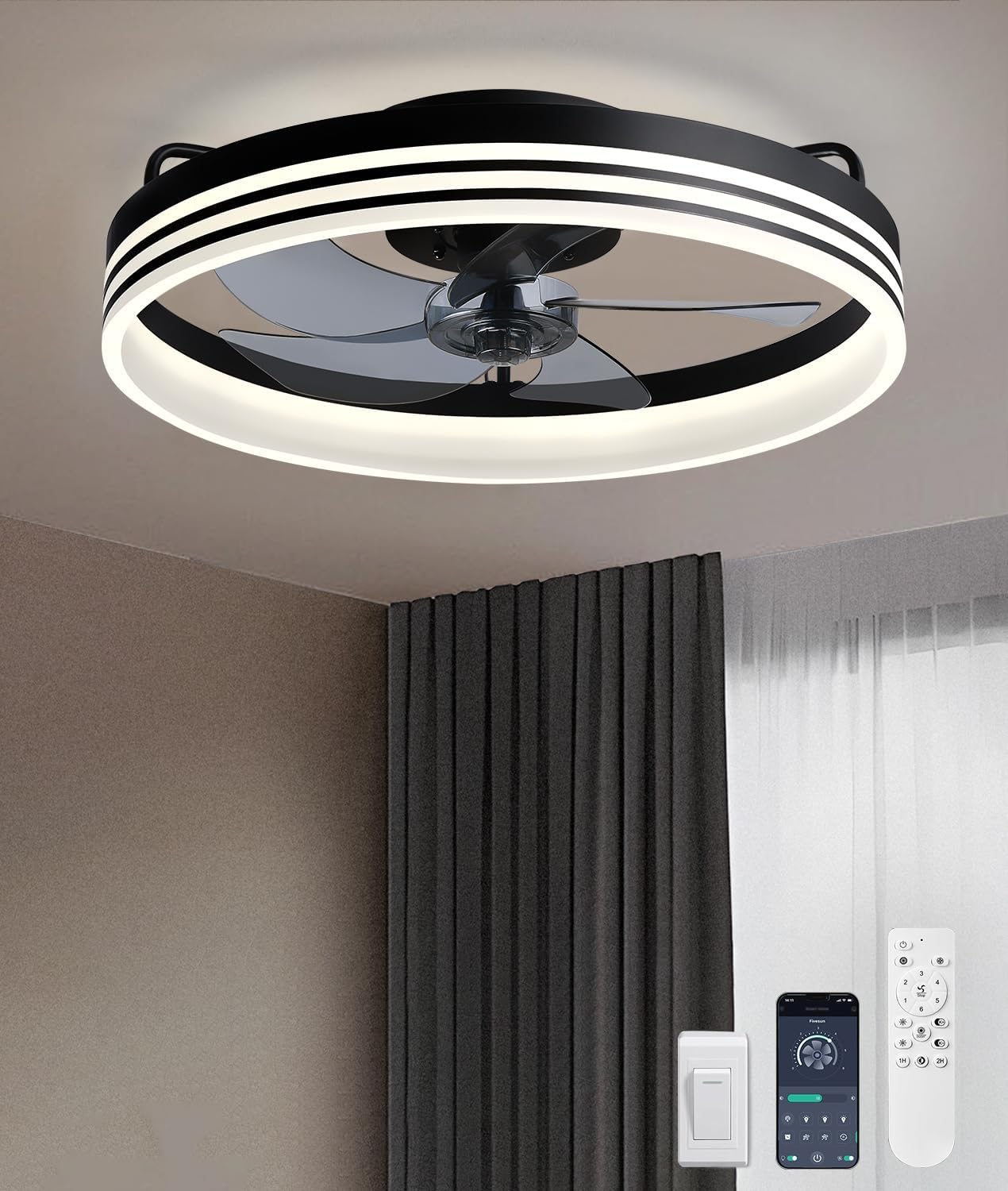 Modern 21-inch Circular Caged Ceiling Fan
