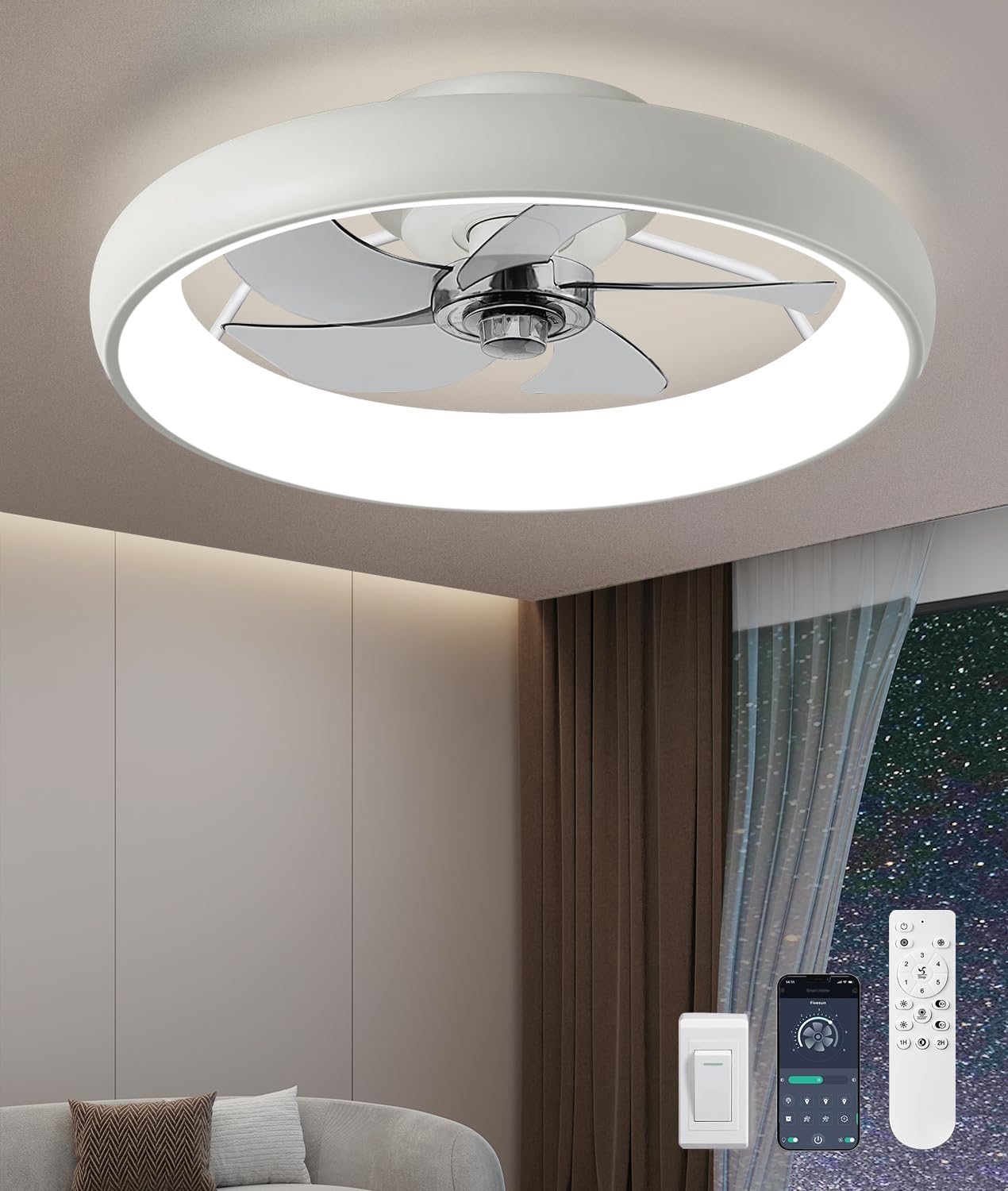 Modern 21-inch Circular Caged Ceiling Fan